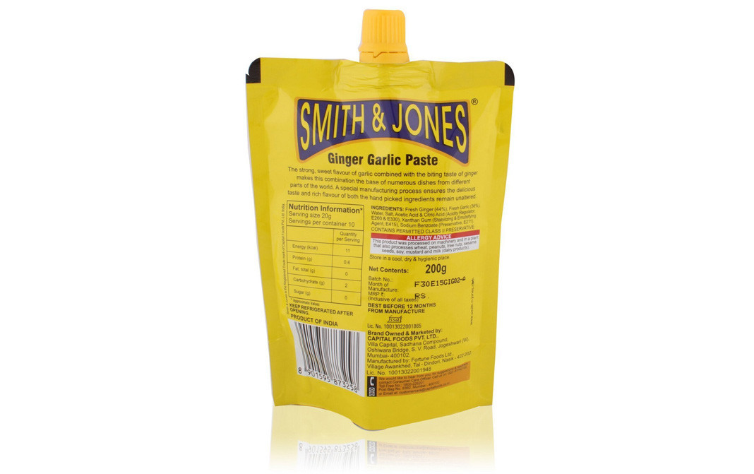 Smith & Jones Ginger Garlic Paste    Pouch  200 grams